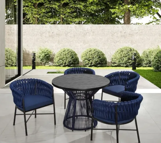 CONJUNTO DE MESA EM TRICÔ NÁUTICO
