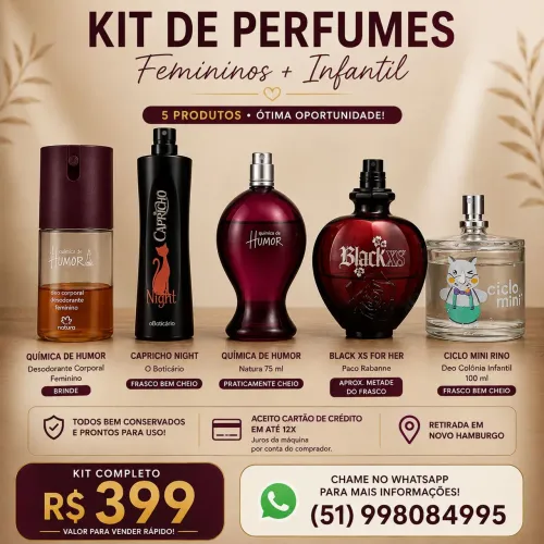 KIT DE PERFUMES FEMININOS - R$ 349,00