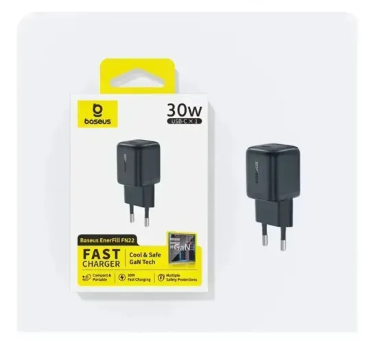 Carregador Turbo Baseus 30W GaN USB-C - Original Novo Lacrado - iPhone / Samsung
