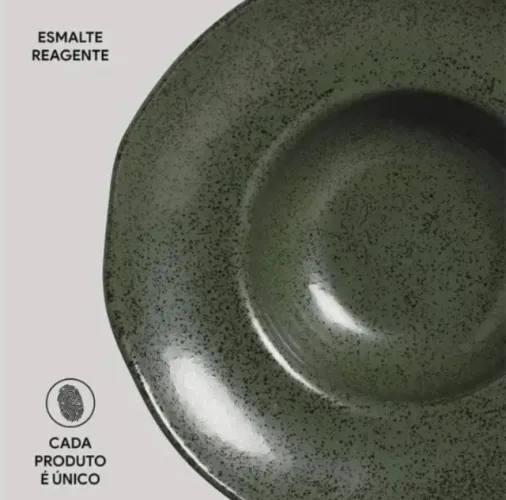 KIT COM 3 PRATOS PARA RISOTO OU MASSAS EM CERAMICO MODELO ORGANICO PORTO BRASIL