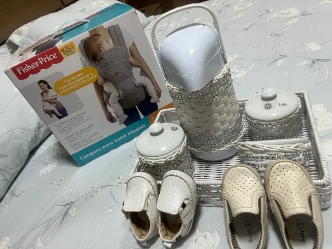 Canguru para bebê , Kit higiene para bebê, sapatinhos bebê ,