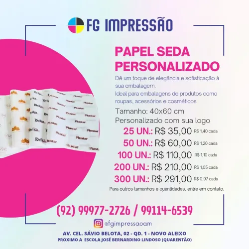 Papel Seda Embrulho Personalizado