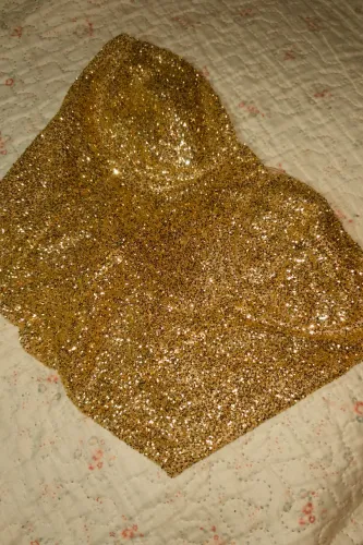 cropped corset glitter brilhante, feminino com amarração nas costas.