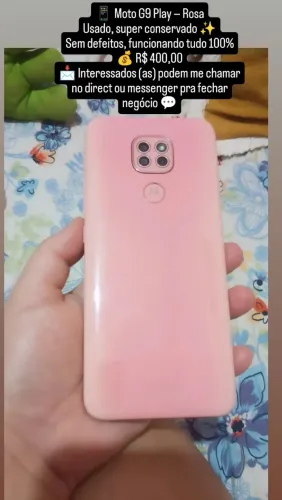 Moto G9 Play Rosa, Usado,Super Conservado, Funcionando 100%,400 Reais.