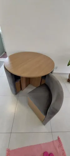 Conjunto Sala de Jantar Nira Kappesberg 4 cadeiras veludo cinza