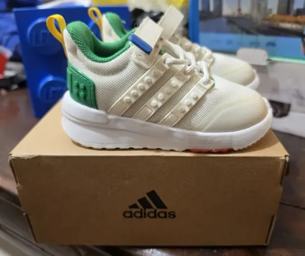 Tênis Infantil Adidas x Lego Racer TR Elástico - Branco + Verde - 19