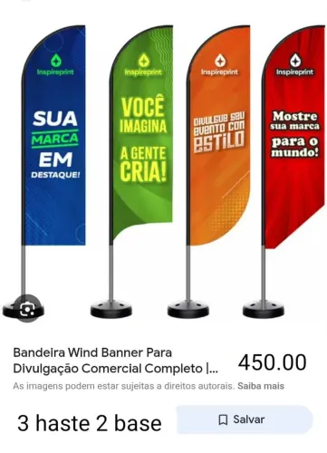 Bandeira Wind banner para divulgação 2 base 3 haste ferro fibra