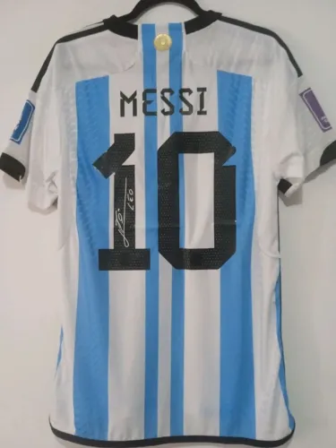 Camisa Argentina Final Copa Mundo 2022 #10 Messi Autografada Certificada Mod 1