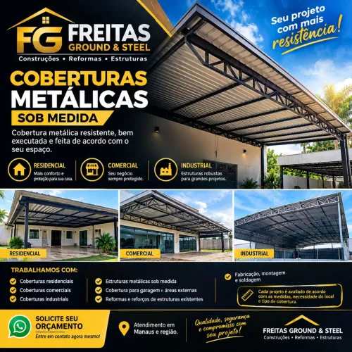 COBERTURA METÁLICA EM MANAUS | ESTRUTURA METÁLICA PARA TELHADO