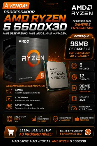 Processador Ryzen 5 5500x3D novo na caixa lacrada