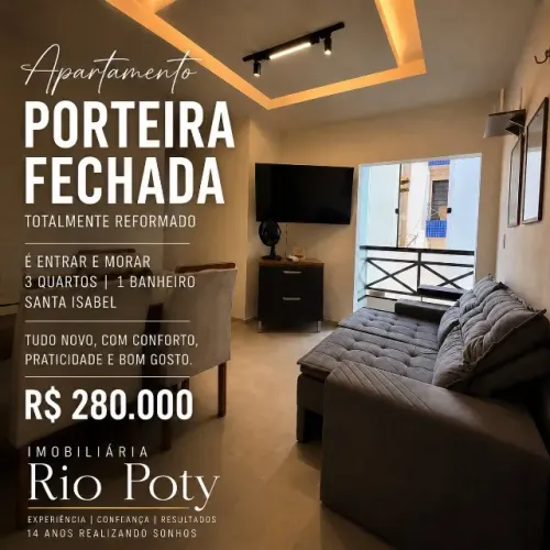 Apartamento Porteira Fechada | 3 Quartos |Totalmente Reformado | Santa Isabel | R$ 280.000