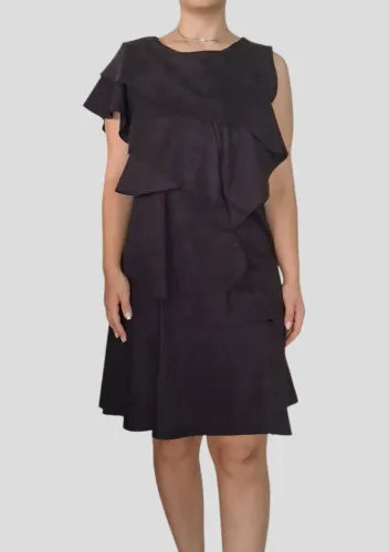 Vestido suede preto Ateliê Alexandrina