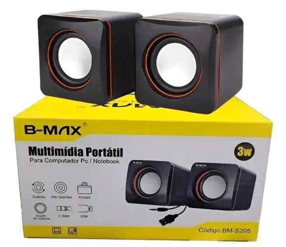 Caixinha de som para Computador Multimídia USB/ p2 B-Max BM-S02