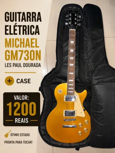 Guitarra Elétrica Michael GM730N Les Paul Dourada + case