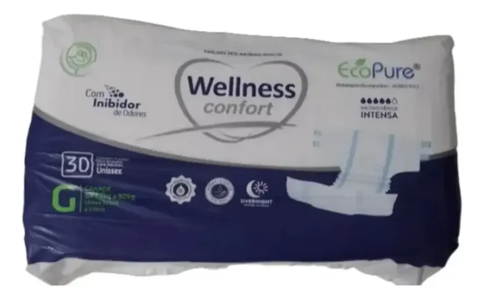 Fralda Geriátrica Wellness Confort Tamanho G 30 Unidades Para Incontinência Intensa Grande