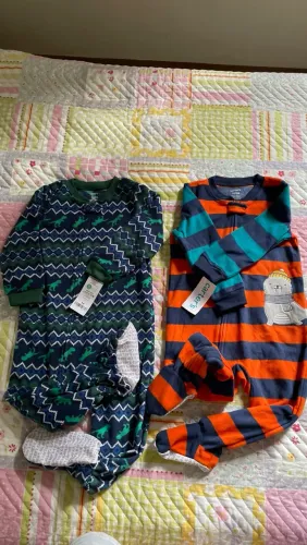 2 unidades Carters Macacão pijama infantil em plush kit com 2 peças 2 anos