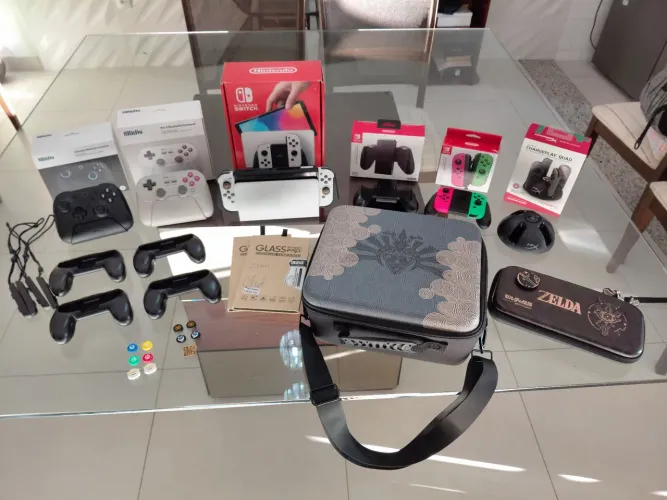 Nintendo Switch Oled Desbloqueado - Cartao 512gb + Acessórios