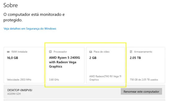 Processador Ryzen 2400G Com video integrado