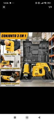 kit furadeira, esmirilhadeira e serra tico tico