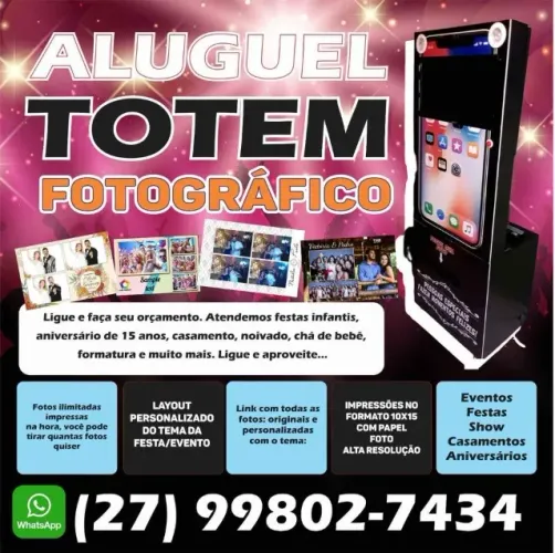 Totem de Fotos / maquina imprime e revela fotos na festa