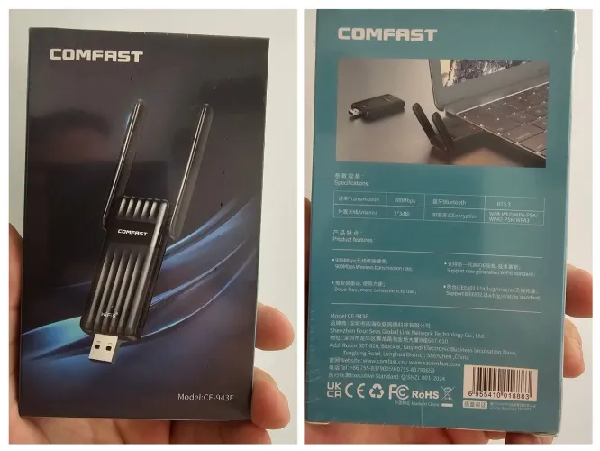 Placa de Rede Wi-F 6 (2G e 5G)i USB, com Bluetooth 5.3