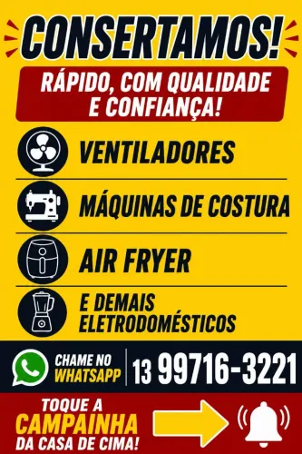 Conserto de ventiladores, Air fryer, máquina de costura e demais eletrodomésticos!!!