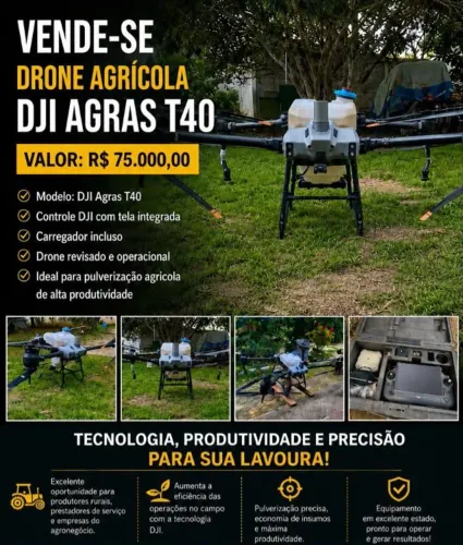 DRONE T40 -1Bateria Nova+2 Baterias Semi-Nova + Kit Gerador +Dispensor de Sólidos Gerador