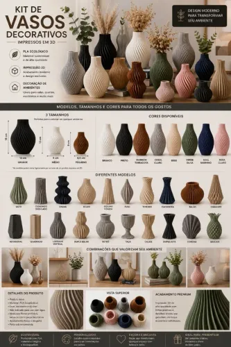 Kit vasos decorativos espiral