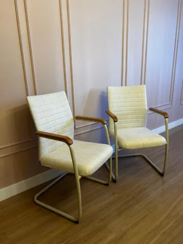 Cadeiras Modernas Estofadas com Braço - Conjunto com 2