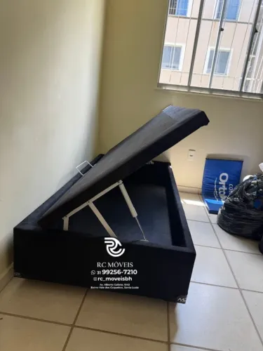 Cama box completa Baú Para solteiro 88x1.88 Blindado com Pistão a Gás