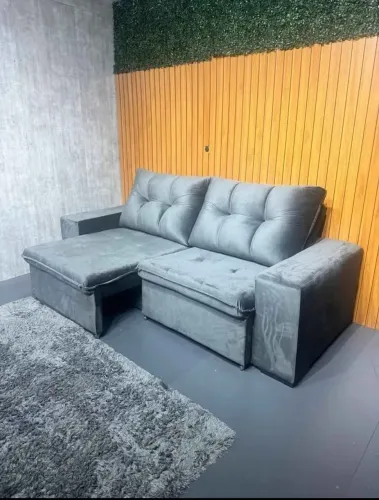 Sofá roma retrátil cinza 2mts