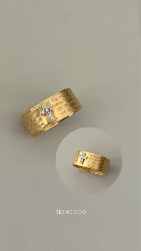 Anel pai nosso em Ouro 18k
