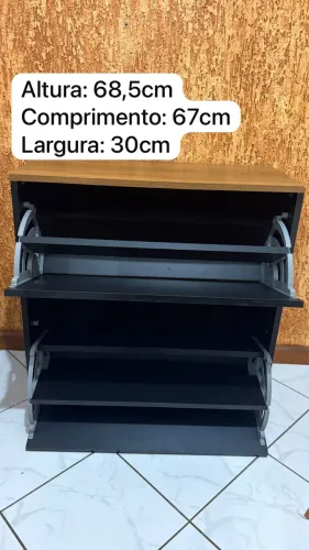 Sapateira Compacta para até 12 Pares com 2 Portas Basculantes