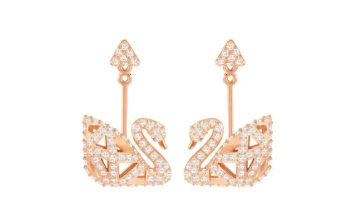 Brinco Cisne com cristais Swarovski