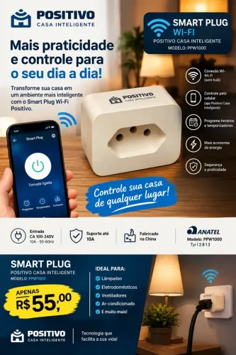 Smart plug wi-fi positivo casa inteligente - modelo PPW1000