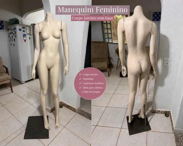 Manequim Feminino de fibra - Corpo inteiro com base