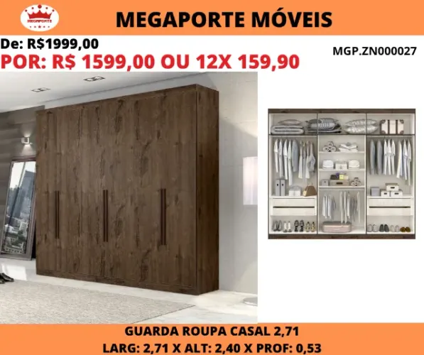 Guarda Roupa 6P 4G Casal 2,71
