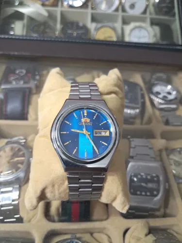 Relógio Orient Crystal Automatico Vintage - Mostrador Azul Bicolor (Calibre 469)