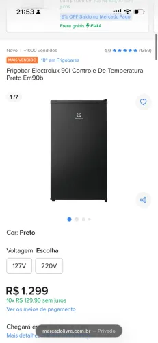 Frigobar NOVO 90L