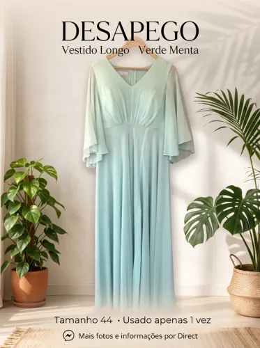 Vestido de Festa Longo Verde Menta - Paloma por Mauro Ángel