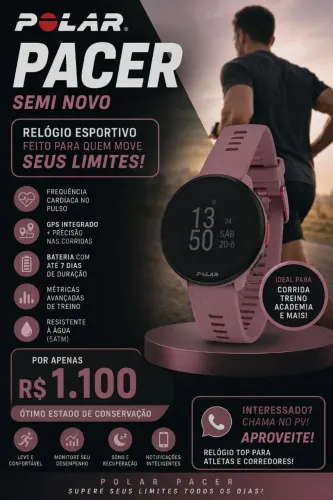 Vendo Relógio Feminino Polar Pacer Semi Novo