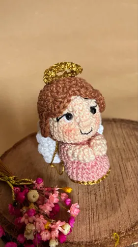 Promoção - Anjinho Rosa Amigurumi 