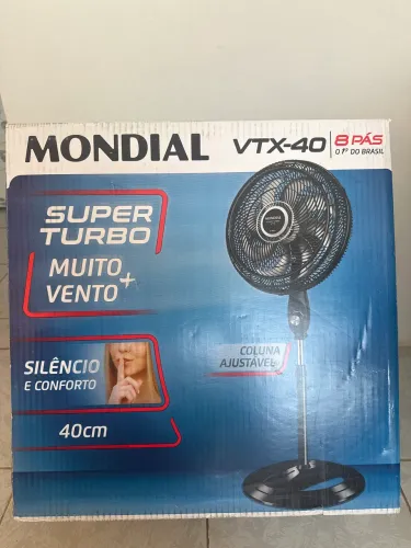 MONDIAL Ventilador Coluna, Turbo 8 Pás - 40cm, 110V, Preto/Prata, 140W - VTX-40C-8P