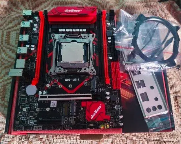 Placa mãe JieShuo JS11+Módulo TPM2.0 + processador E5-2680 V4 +3g pasta térmica gd900.