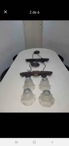 Conjunto de Luminária de madeira maciça em estilo canga carro de Boi feito a mão