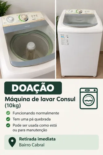 Doação - máquina de lavar 10 kg cônsul