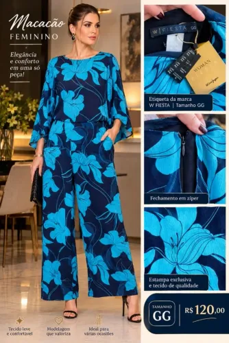 Macacão feminino estampado GG.