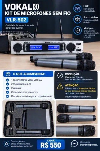Microfone sem fio VLR-502