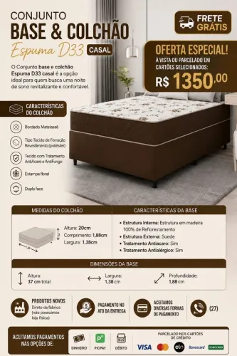 Conjunto Base com Colchão Supreme Casal D33 NOVO!!