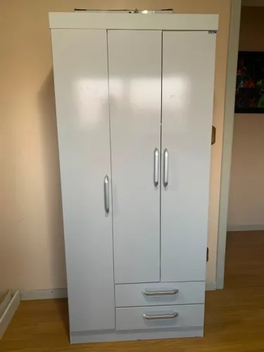 Guarda Roupa Armario Roupeiro Cabideiro 3 Portas 2 Gavetas